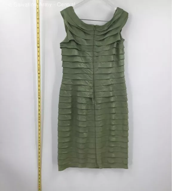 Adrianna Papell Womens Green Round Neck Sleeveless Sheath Dress Size 8 2