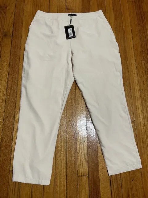 Pretty Little Thing Cream Colored Tapered Trousers With Pockets Size 12