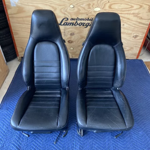 Porsche 911 964 Recaro Leather Power Front Seat Set 96452100409 96452100309 OEM Porsche 911 964 Recaro Leather Power Front Seat Set 96452100409 96452100309 OEM