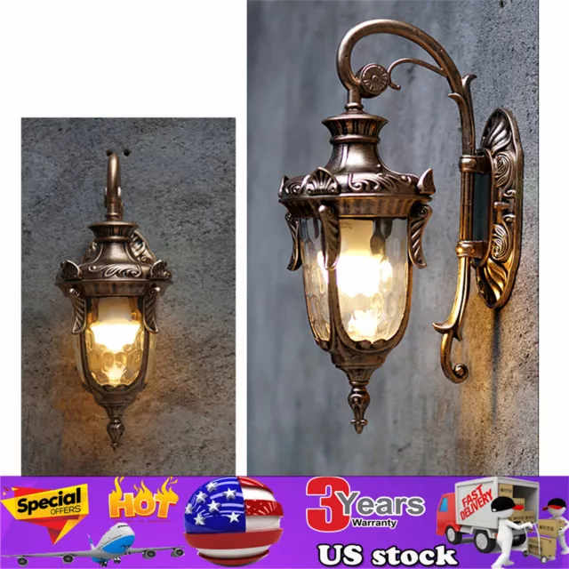 Exterior Wall Mount Light Fixture Retro Lantern Sconce Porch Garden Lamp Outdoor