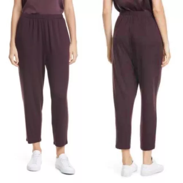 Eileen Fisher Size XXS Fine Tencel Jersey Slouchy Ankle Pants Cassis