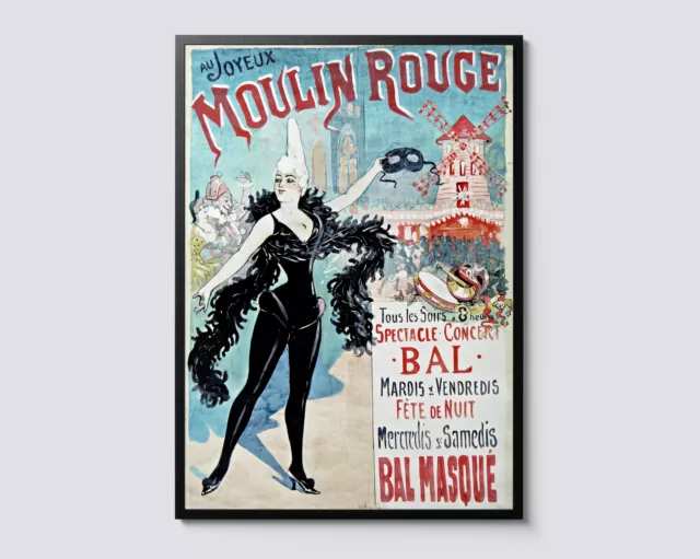 Moulin Rouge Cabaret Vintage Illustration Print, Parisian Dancer Wall Art, Chic