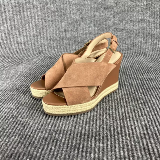 H By Halston Stella Wedge Platform Sandal Shoe Women's 7 Brown Suede Espadrille H By Halston Stella Wedge Platform Sandal Shoe Women's 7 Brown Suede Espadrille