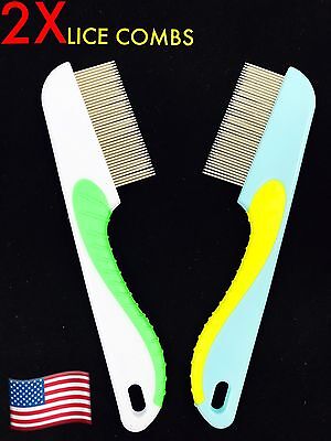 2X Lot STEEL HAIR LICE COMB BRUSHES NIT FREE TERMINATOR FINE EGG DUST REMOVAL