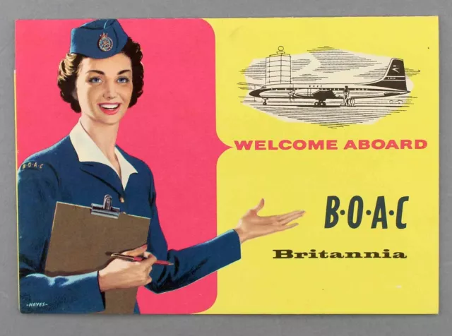 Boac Welcome Aboard Airline Brochure Bristol Britannia B.o.a.c. 1960 Stewardess