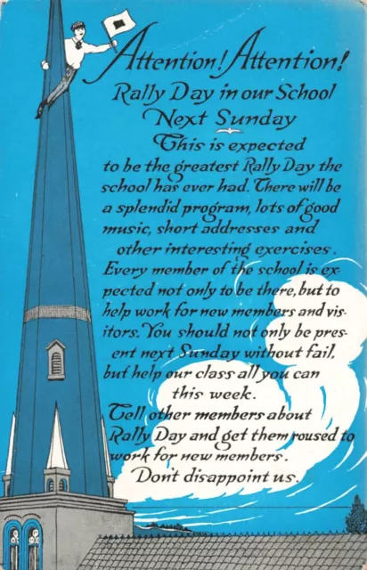 Postcard Attention! Attention! Rally Day in our School Next Sunday VTG VPC02.