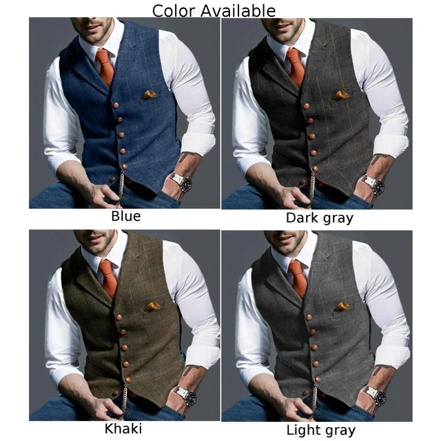 Uomo Quadri Festa Panciotto Matrimonio Formale Casual Slim Vintage Canottiera 5