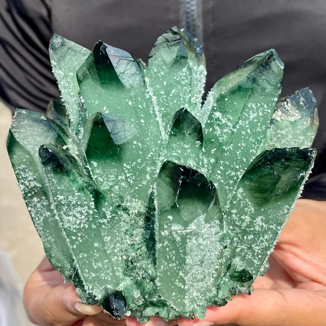 2.14LB New Find Green Phantom Quartz Crystal Cluster Mineral Specimen Healing
