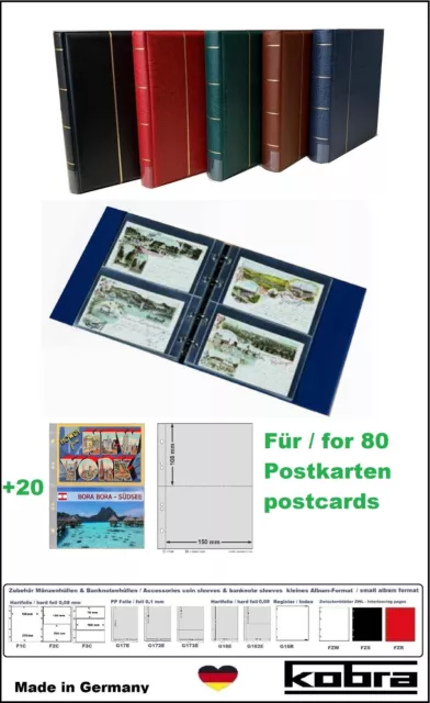Album Carte Postale Rouge Luxe KOBRA G172-R 20 20 Pochettes G172E Pour 80