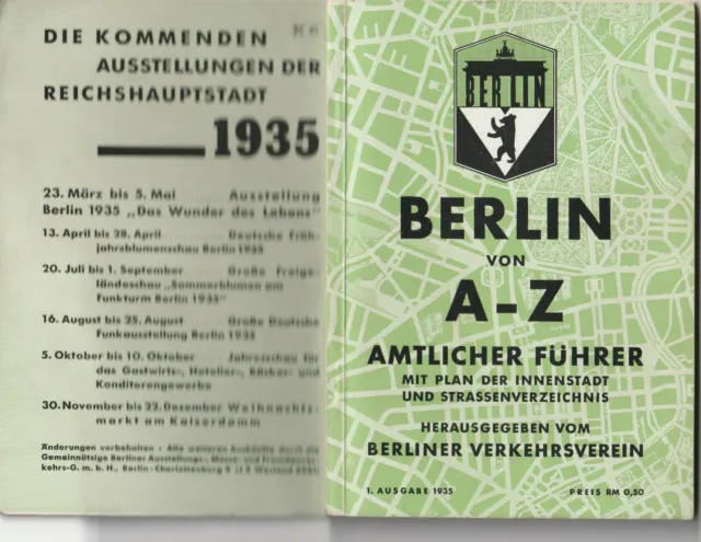 BERLIN von A - Z Amtlicher Führer 1. Ausgabe 1935