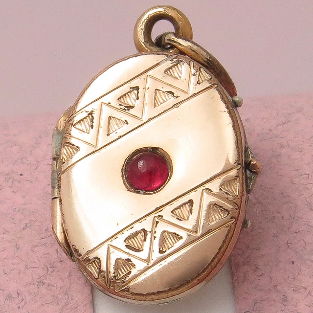 Antique Victorian Rose Gold Filled Paste MINIATURE Charm Locket Pendant Antique Victorian Rose Gold Filled Paste MINIATURE Charm Locket Pendant