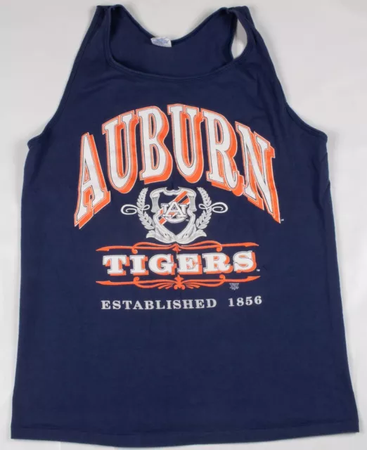 Vintage 1980s Auburn Tigers University College Navy Blue Tank Top Men's Shirt LG