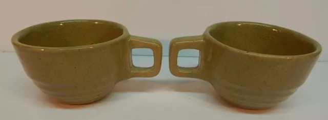 Maple Leaf Monmouth Green Stoneware D-Handle Cups/Mugs EUC 3
