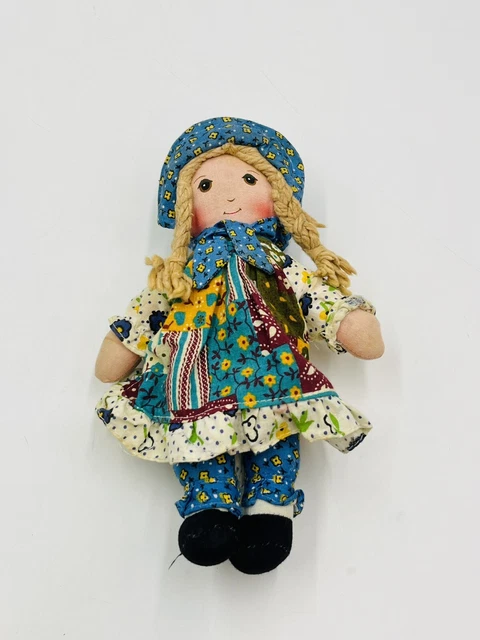 9" Original Holly Hobbie 1970's Knickerbocker Rag Doll in Little Prairie Dress