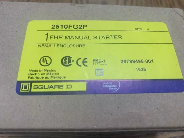 Sqd 2510Fg2P Fhp Manual Starter Nema 1