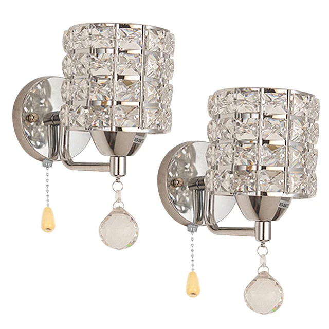 2 pezzi cristallo cristallo LED lampada da parete lampada luce corridoio camera da letto lampada