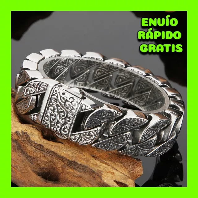 Pulsera de Cadena Ancha de Acero Inoxidable Para Hombre Pulsera de Lujo