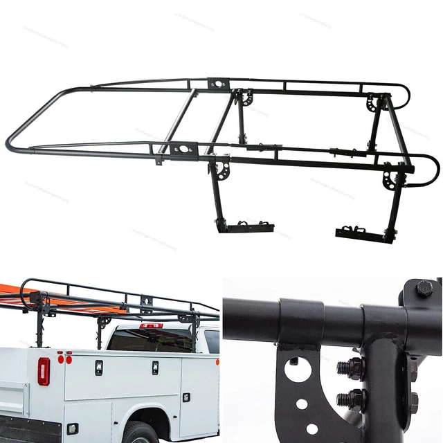 Adjustable Black Full Size Bed Truck Ladder Rack Powder-Coated 1000 LB