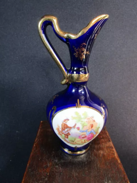 Lovely  Cobalt Blue  Jug , Bud Vase , Gold Gilded