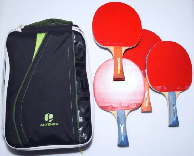 Artengo FR 800 Set 4 Ping Pong Paddles + Carry Case Table Tennis - USED ONCE?