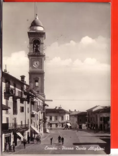 Cartolina  Cameri  B/N   Viaggiata 1956 Piazza Dante Alighieri   Occasione