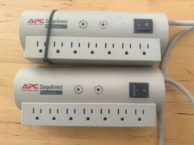 2x APC SurgeArrest Personal Power Surge Protector 7 Outlets 6 ft Cord 240 Joules