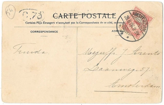 NANCY 54 Place Carnot CPA Colorized Written to Melle J. Arents in Amsterdam in 1928 2