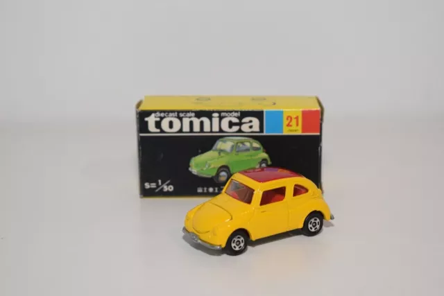 A61 1:50 Tomica Tomy 21 Subaru 360 Yellow With Red Roof Mib