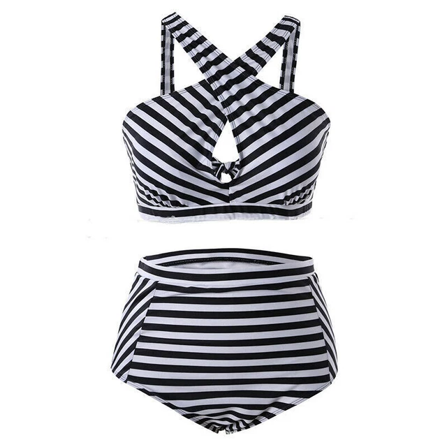 Womens Push Up High Waist Plus Size Halter Floral Swimwear Swimsuit Bathing Suit