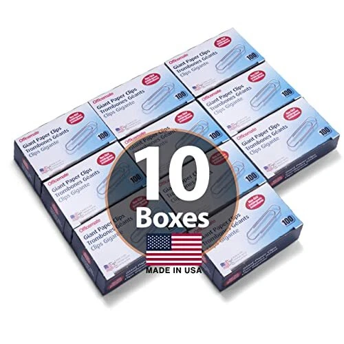 Giant Non-Skid Paper Clip, 1,000 Clips (10 Boxes of 100 Each) (99915)n