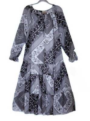 Kate & Lily Floral Chiffon Patchwork Maxi Dress Tie Neck Women Size 10, NWT