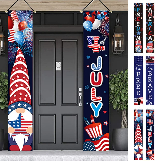 4th Of July Decorations Outdoor Hanging American Flag Banners (2 Pcs)