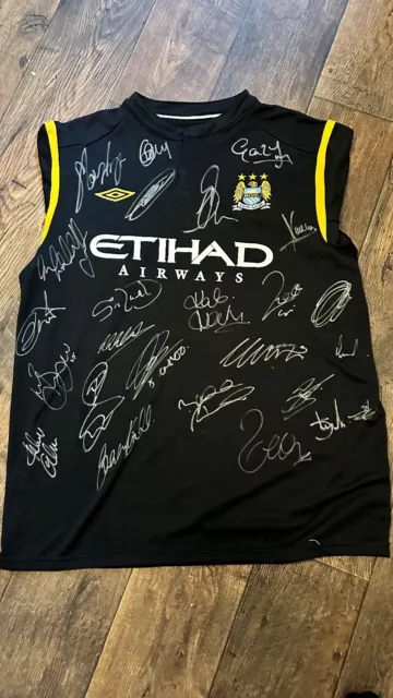 Manchester City signed away shirt 2009/10 - 24 players and staff with COA