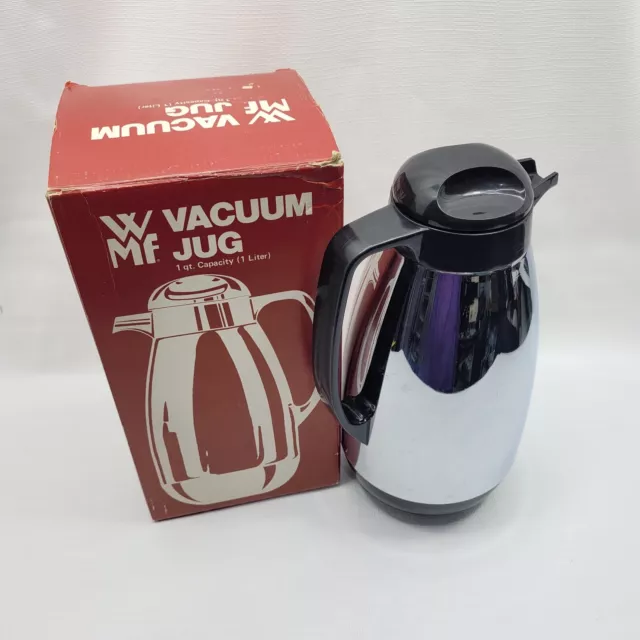 Vtg WMF Vacuum Jug Retro Chrome Hot Cold Carafe Thermos Made in Japan 1 qt / 1 L