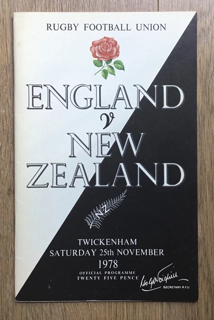 Rugby Union England v New Zealand Twickenham 1978 Programme
