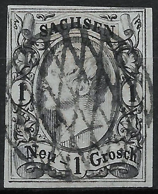 Sachsen 1855 ~ KRS auf König Johann! ~ MiNr. 9 ~ 1 Ngr.