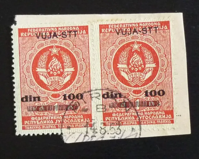 Slovenia c1950 Italy VUJA STT Ovp. Yugoslavia Revenues Used on Fragment! US 3