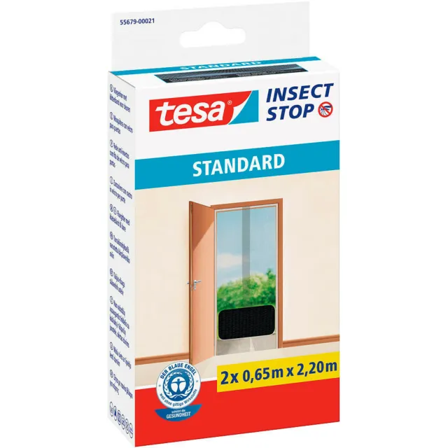 tesa® 55679 Insect Stop Fliegengitter STANDARD für Türen anthrazit 2x65cm x 2,2m