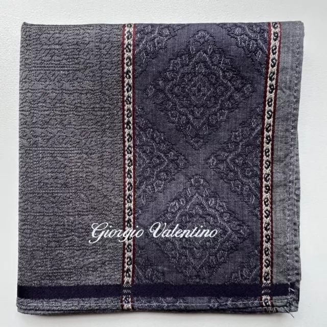 Handkerchief Men's Cotton Vintage Art Gray Geometric Plain Pocket Square 18"