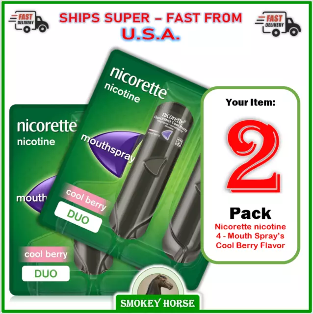 2 Pack Nicorette Quickmist Duo, 2x150 sprays "COOL BERRY"  "SHIPS FAST FROM USA"