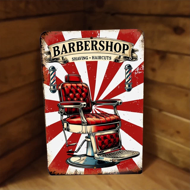 Vintage Style Barber Shop Tin Sign - 