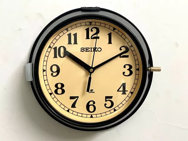 Vintage Maritime Seiko Wall Clock Slave Nautical Industrial Ship Clock Black