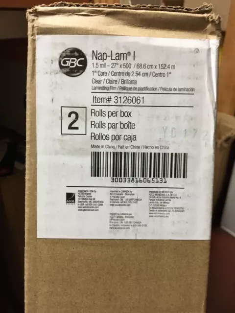 GBC 3126061 HeatSeal Nap-Lam Roll l Film 1,5x27”x500ft 2per Box