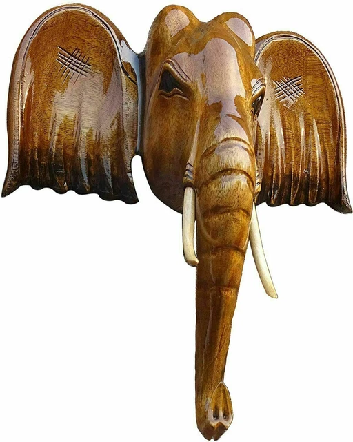 Wooden Handicraft 24 cm Elephant HEAD Attractive Showpiece for Wall Decoration