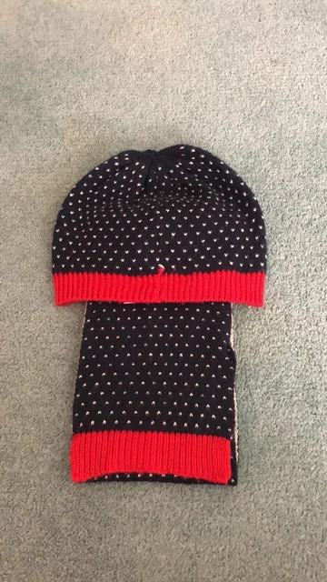 M&S Set cappello e sciarpa blu scuro e rosso età 3-6 anni