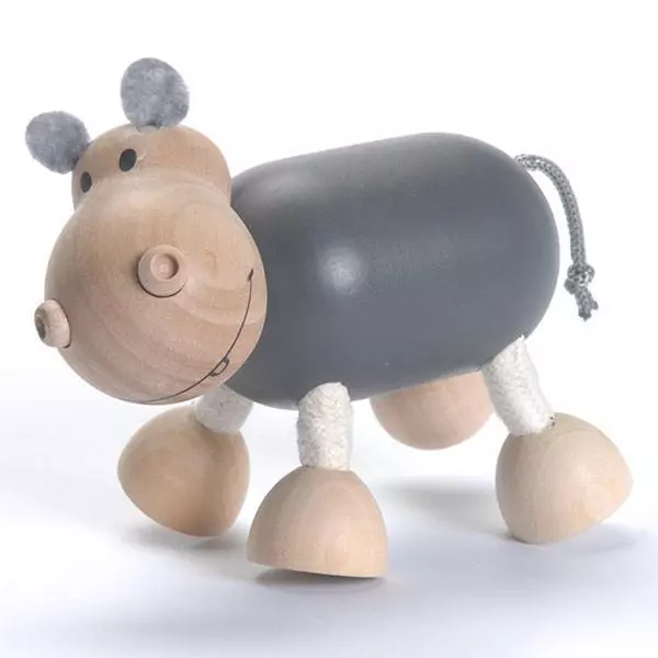 AnamalZ Hippo Hippopotamus Poseable Wood Wooden Figure 10cm  Preschool Steiner