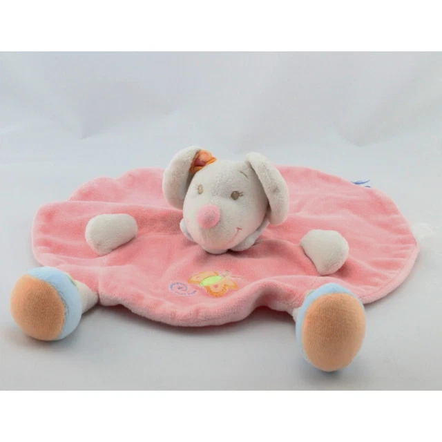 Doudou plat rond souris rose papillon NATTOU - 17387