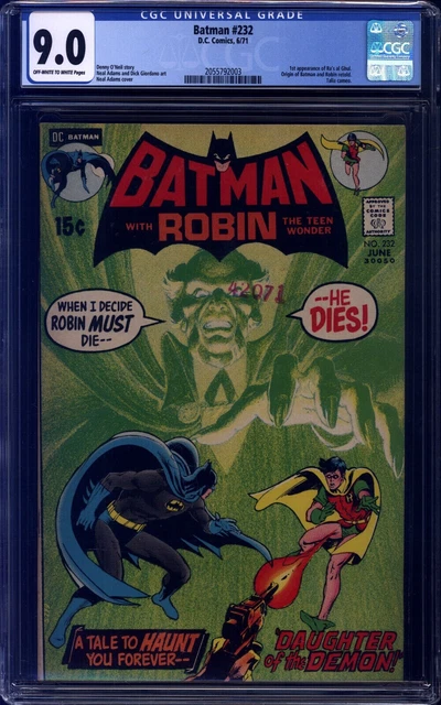 Batman #232 CGC 9.0 Neal Adams, 1st Ra's al Ghul, Origin Batman & Robin Retold