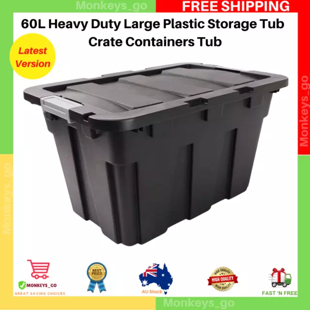 60L Heavy Duty Large Plastic Storage Tub Container that comes with a lid NEW AU