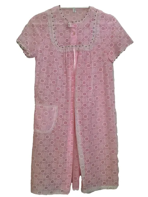 Irene Lingerie Vintage Pale Pink Short Sleeve Dressing Gown Size 12